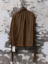 INTO THE EAST 25 Autumn/Winter Moss Green Lace-Up Silk Top/Spliced Layered Silk Skirt ITE-E1DGAW002GR20TP-LV Top